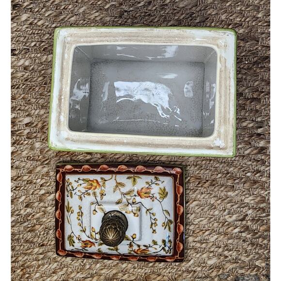 Wong Lee 1895 Rectangle Canister Box Jar Lid Floral Crackled Home Table Decor - Picture 5 of 12